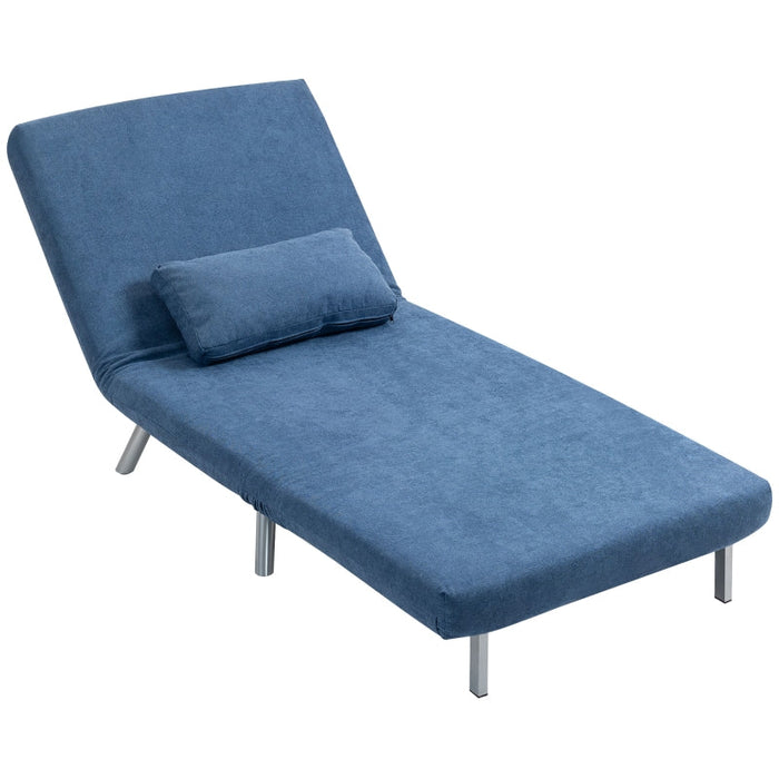 Upholstered Armchair, 2-in-1 Sleeper Guest Bed, Fabric Blue
