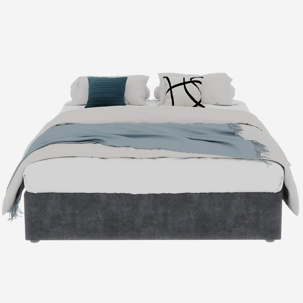 Bed Frame 160x200cm Gas Lift Storage - Dutch Velvet Grey