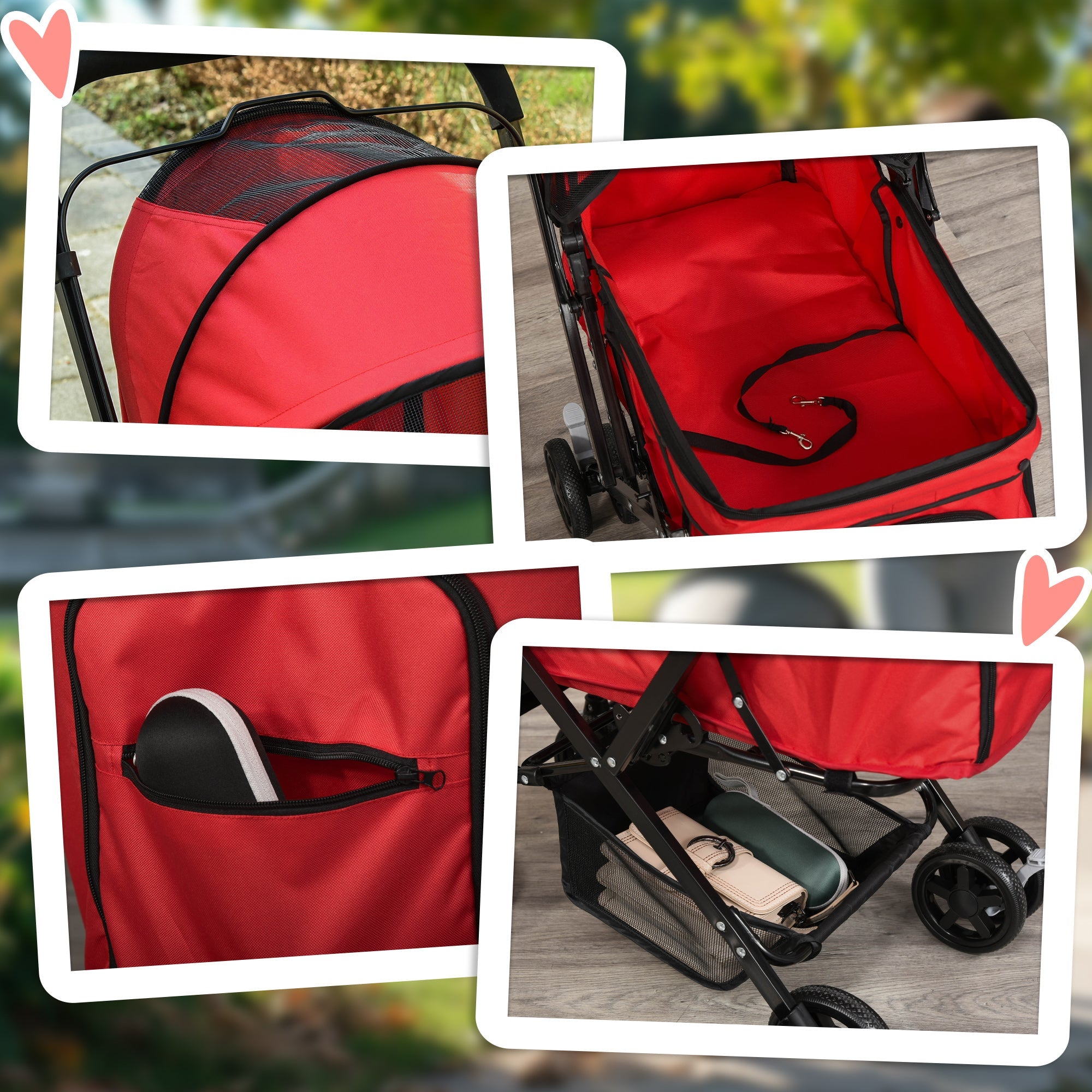 Dog Stroller, Small Dogs & Cats, Oxford Red