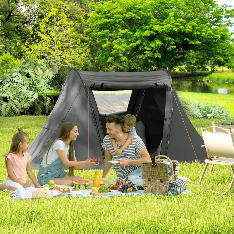 3 Man Camping Tent, Living Area, 2 Bedrooms, 3000mm Waterproof, Dark Grey