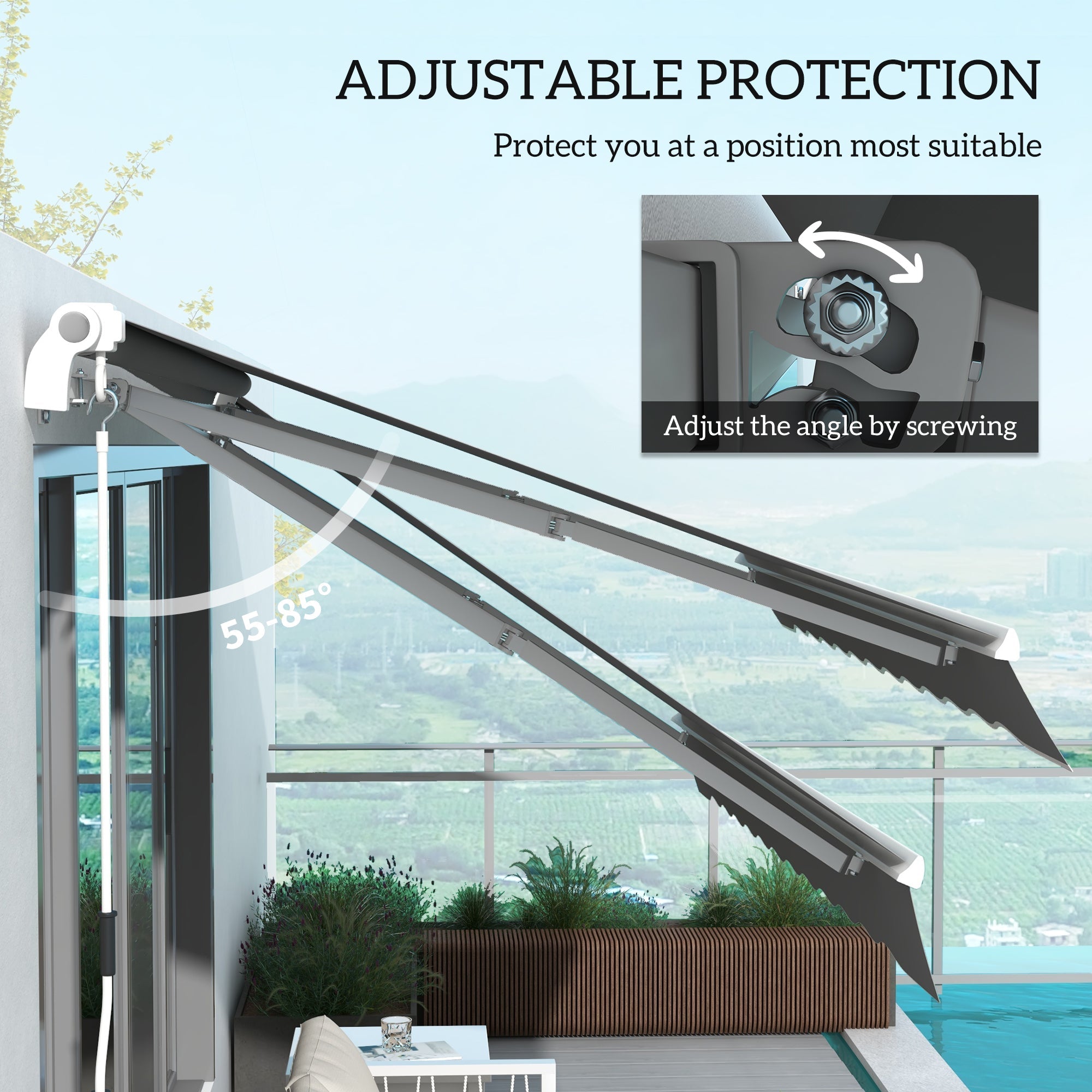 Manual Retractable Awning 4m x 3m - Grey