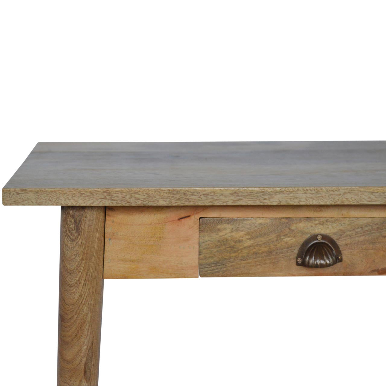 Solid Wood Writing Desk with 2 Drawers, Nordic Brown