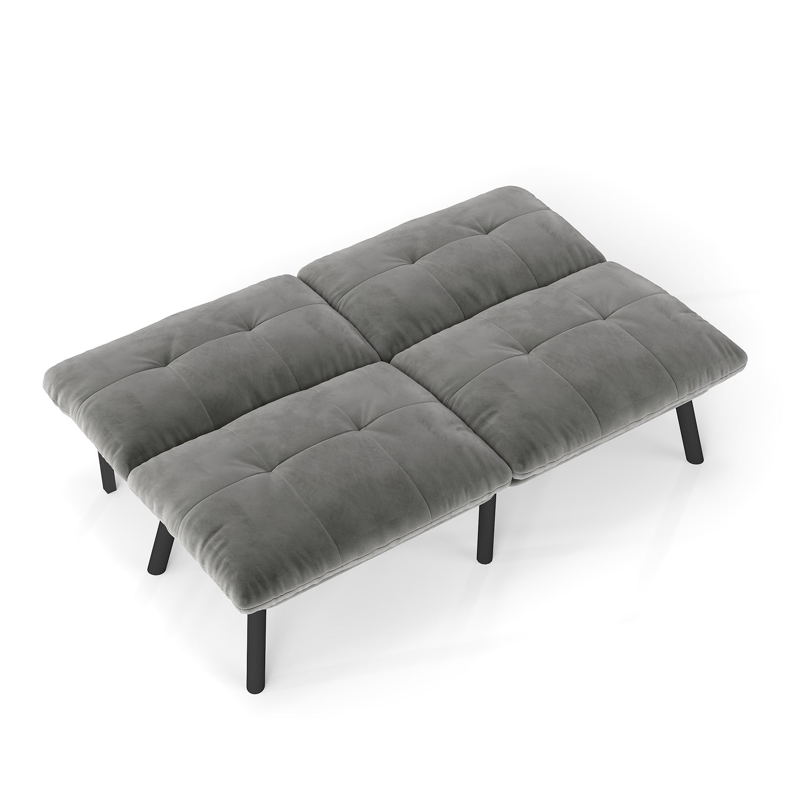 Foldable Futon Sofa Bed 2-Seater Guest Bed - Grey