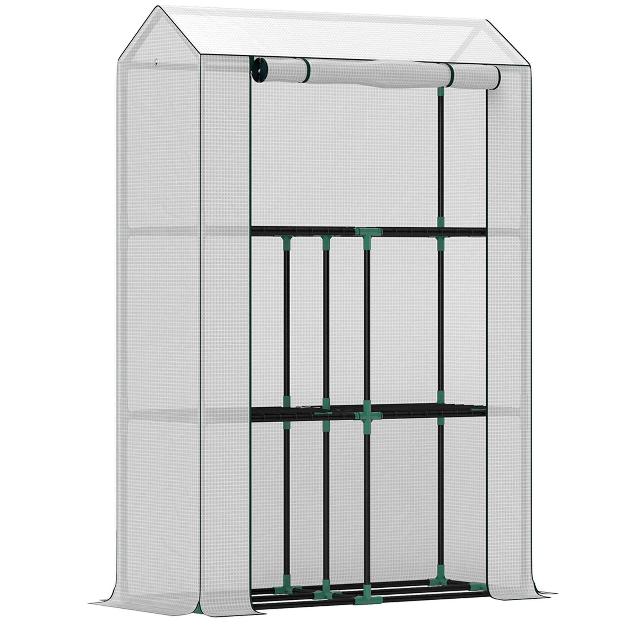 Greenhouse Three Shelf 40 x 100cm Steel Frame White