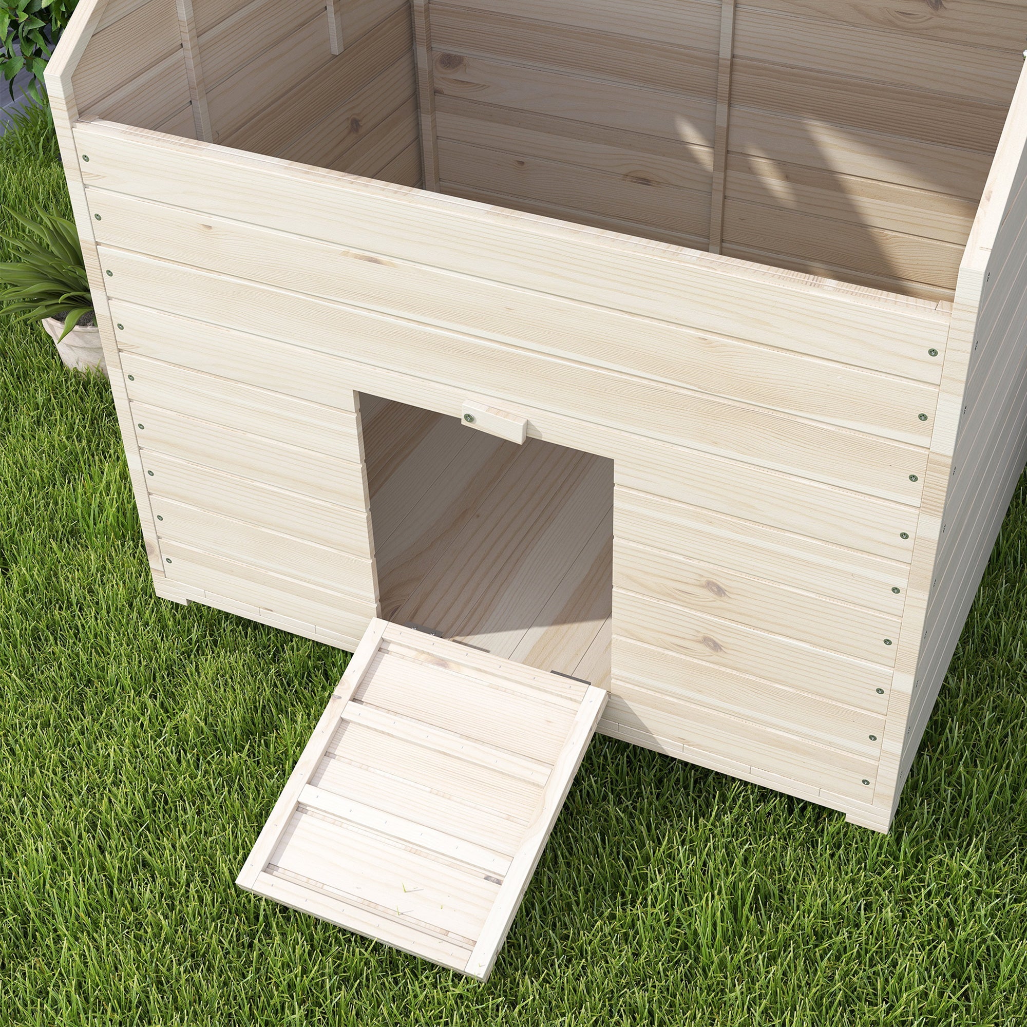 Duck House, Hinged Tilting Roof, Raised Floor, Fir Wood