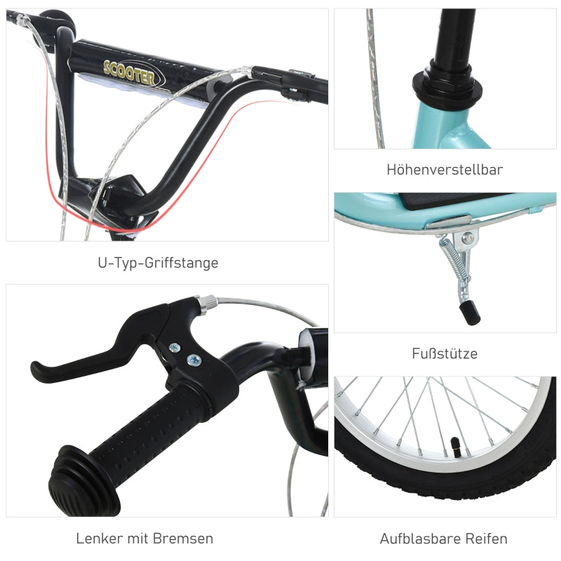 Scooter Roller Children's Scooter, Pneumatic Tires 16/12 inches, Blue