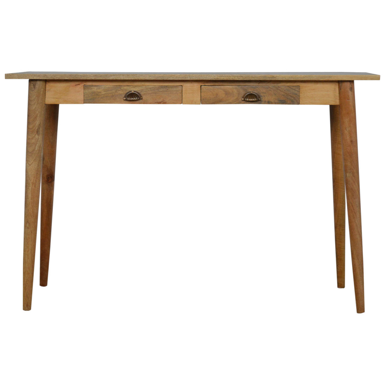 Solid Wood Writing Desk with 2 Drawers, Nordic Brown
