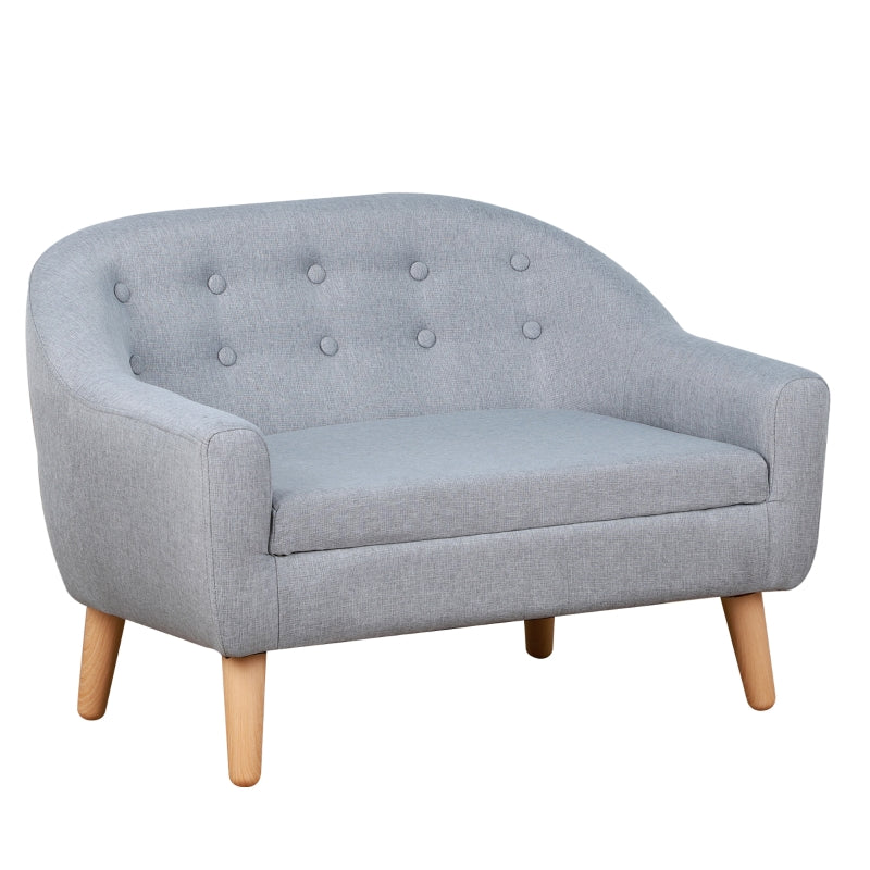 Children's Armchair 2 Seater Mini Sofa Wood Frame Grey