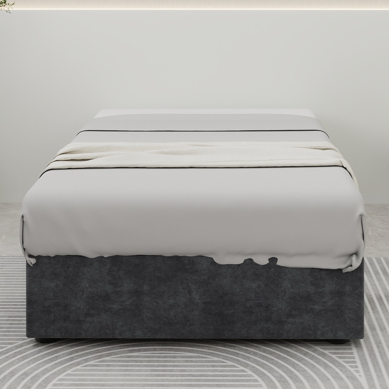 Modernes Bettgestell in schlichtem Stil 90 x 200 cm Gasdruckfeder Stauraum Holländischer Samt Grau