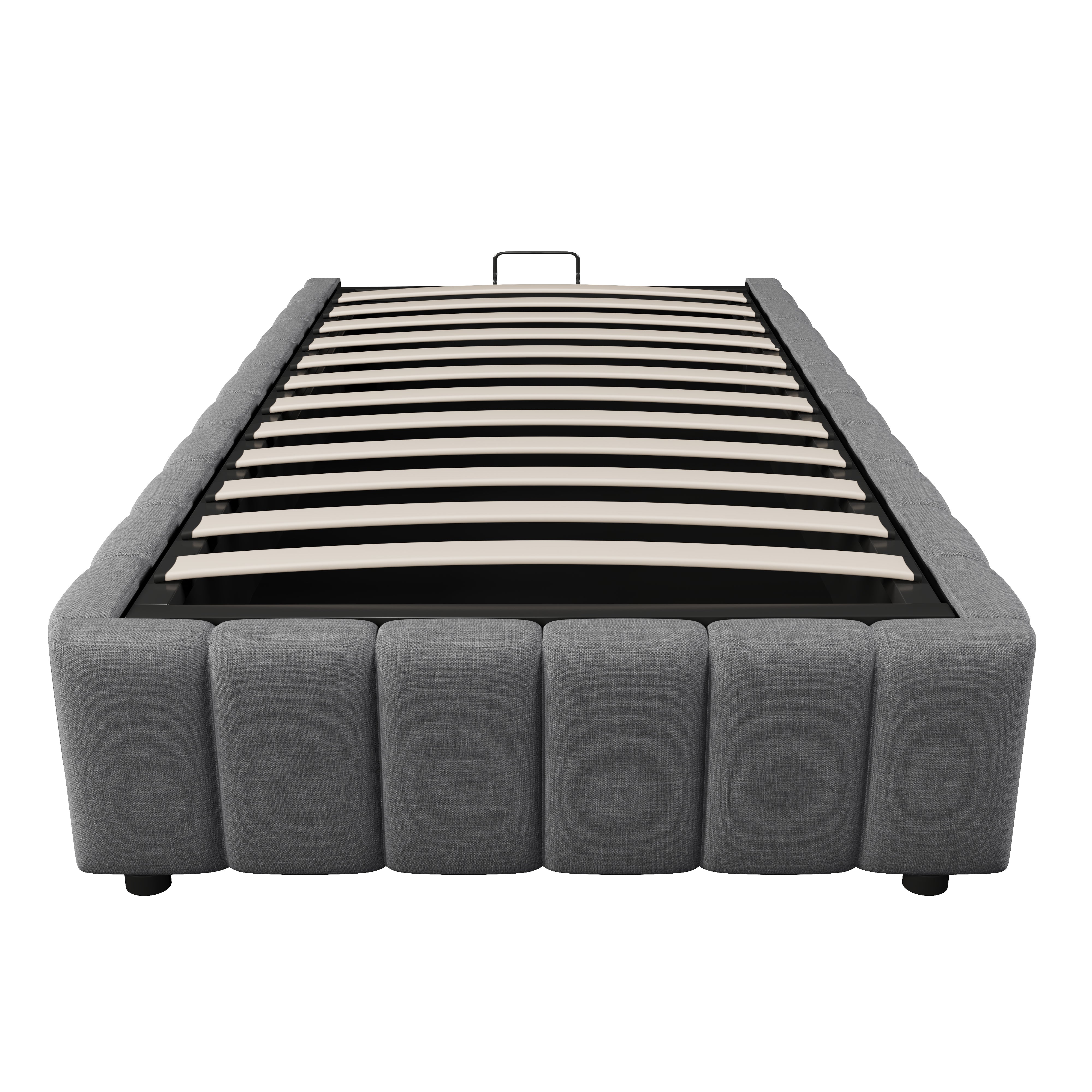 Upholstered Bed with Hydraulic Storage and 90x200cm Base, Grey
