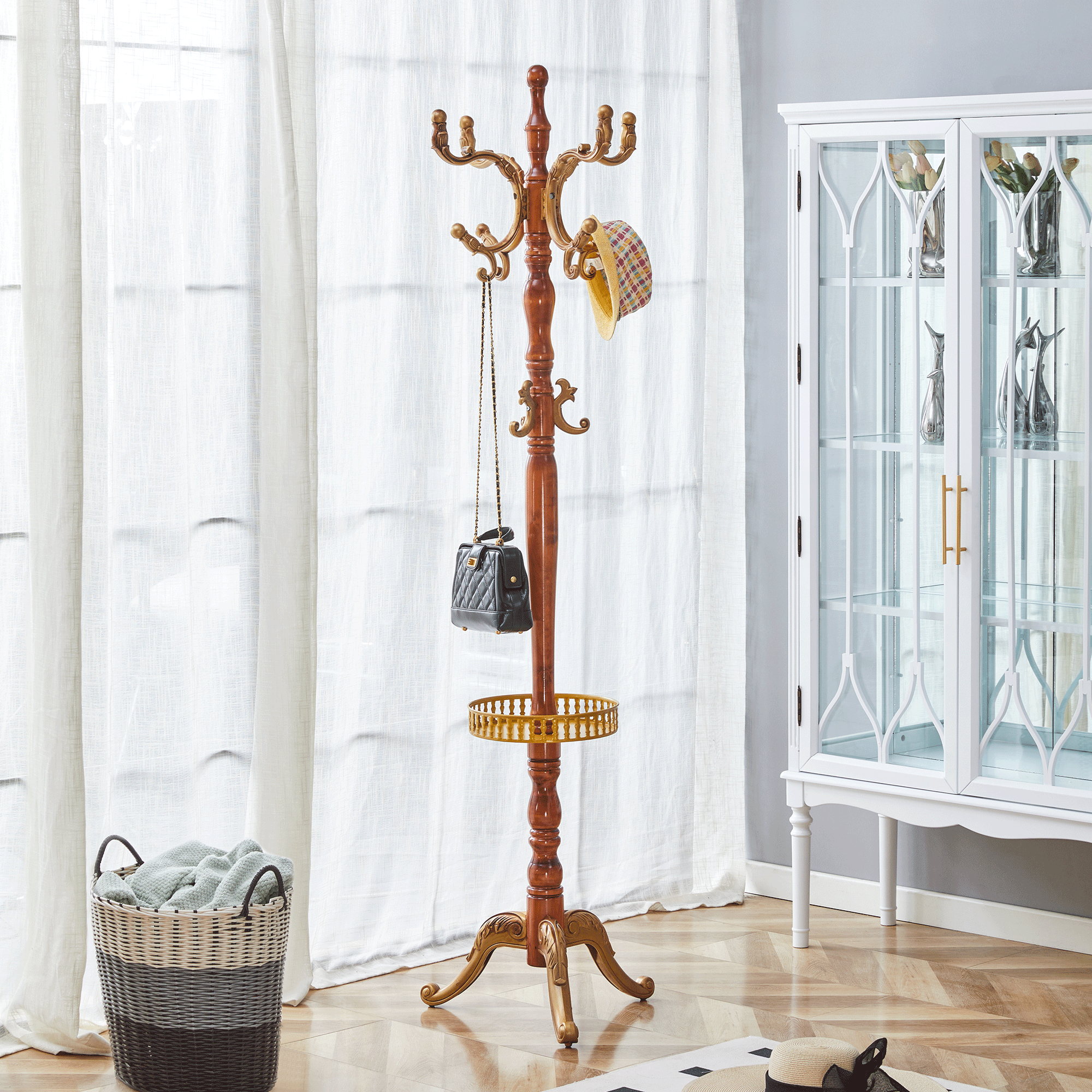 Clothes Rack Versatile Solid Wood Stable - Horseradish Wood Look