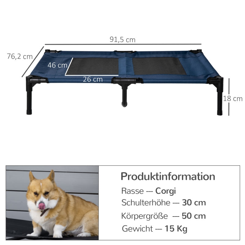 Hundebett Outdoor Katzenbett, Metall & Oxford-Stoff, Blau