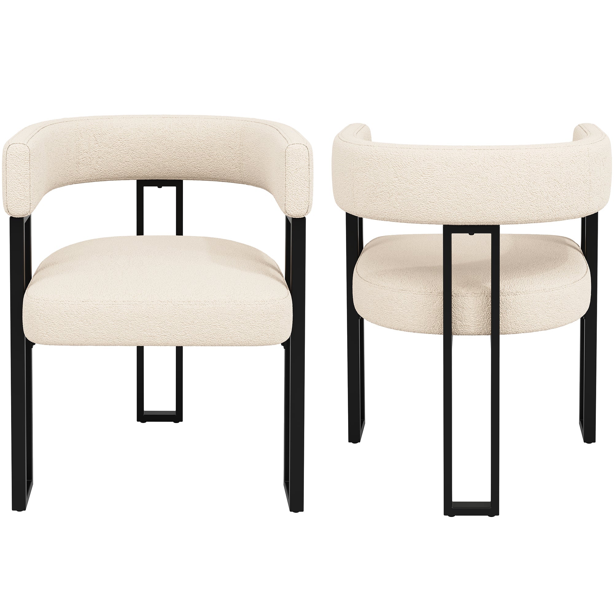 Dining Chair 2-Piece Set, Ergonomic Luxury with Curved Backrest, Beige Fabric