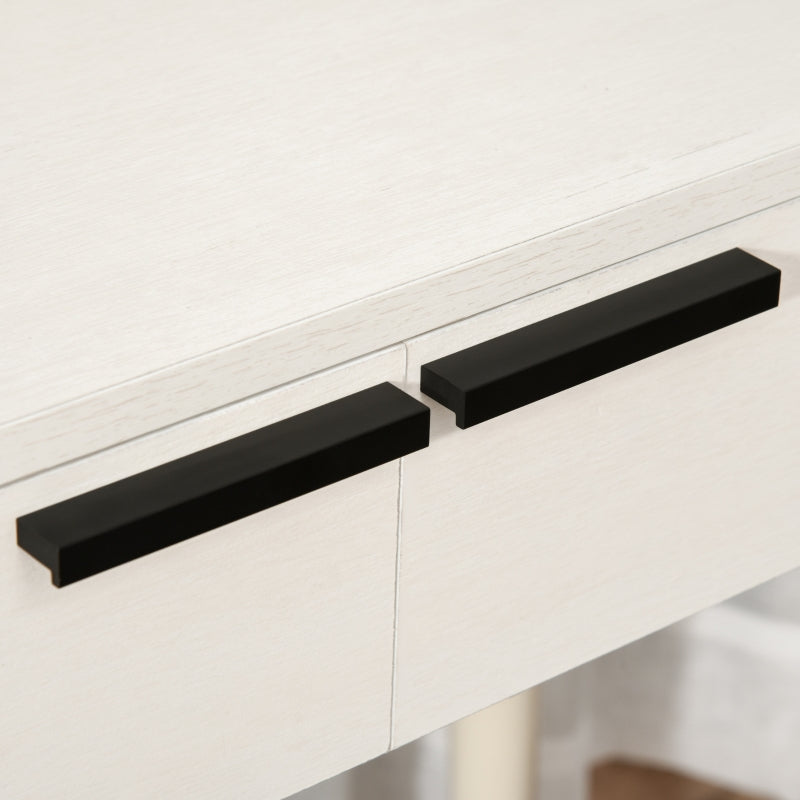 Dressing Table Makeup Vanity Set with Mirror, Stool, and 2 Drawers, White