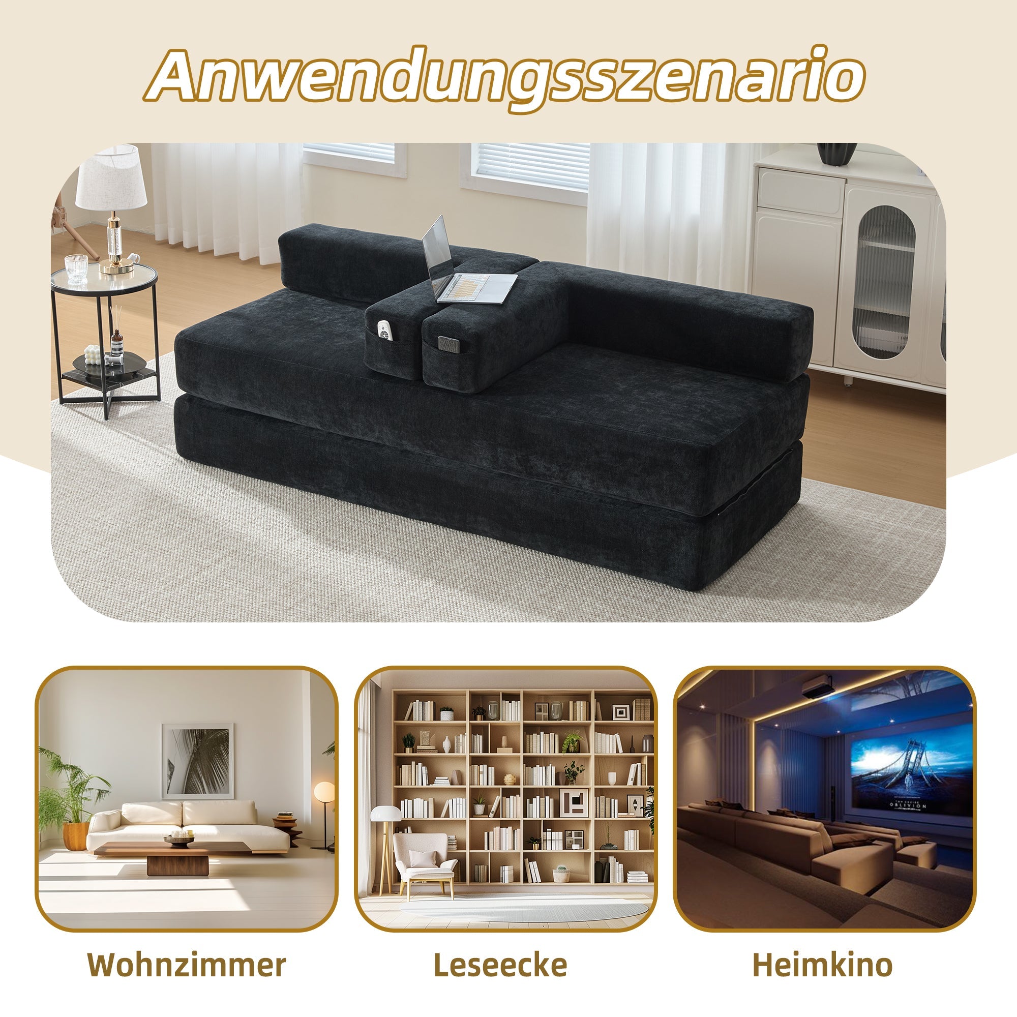 Modular Block Sofa, Super Soft Freely Combinable Storage Pockets, Chenille