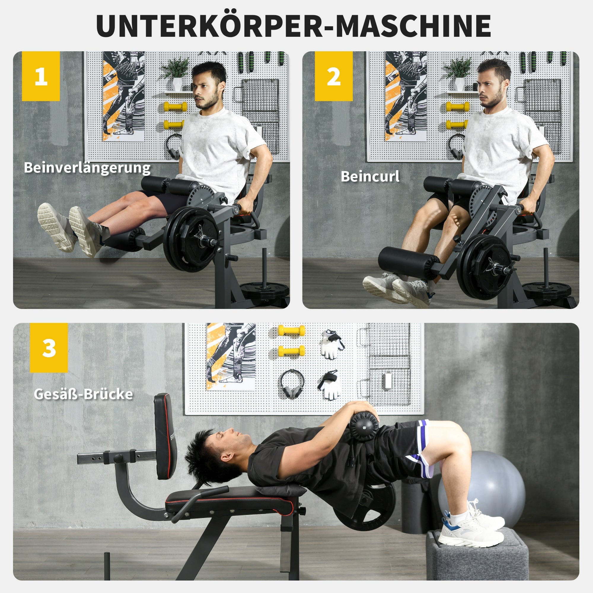 Adjustable Leg Extension Machine Plate Loading Lower Body Training, Steel Black