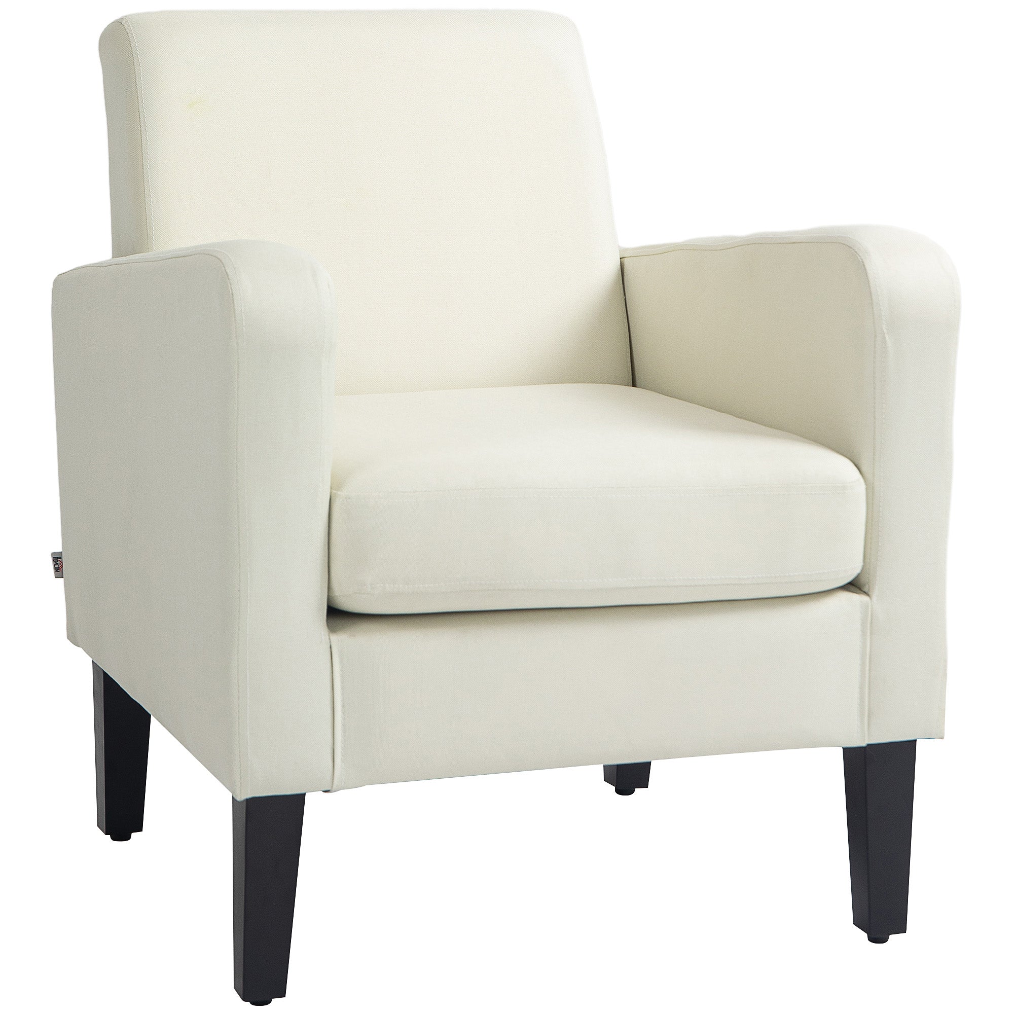 Modern Accent Chair, Occasional with Rubber Wood Legs, Cream White