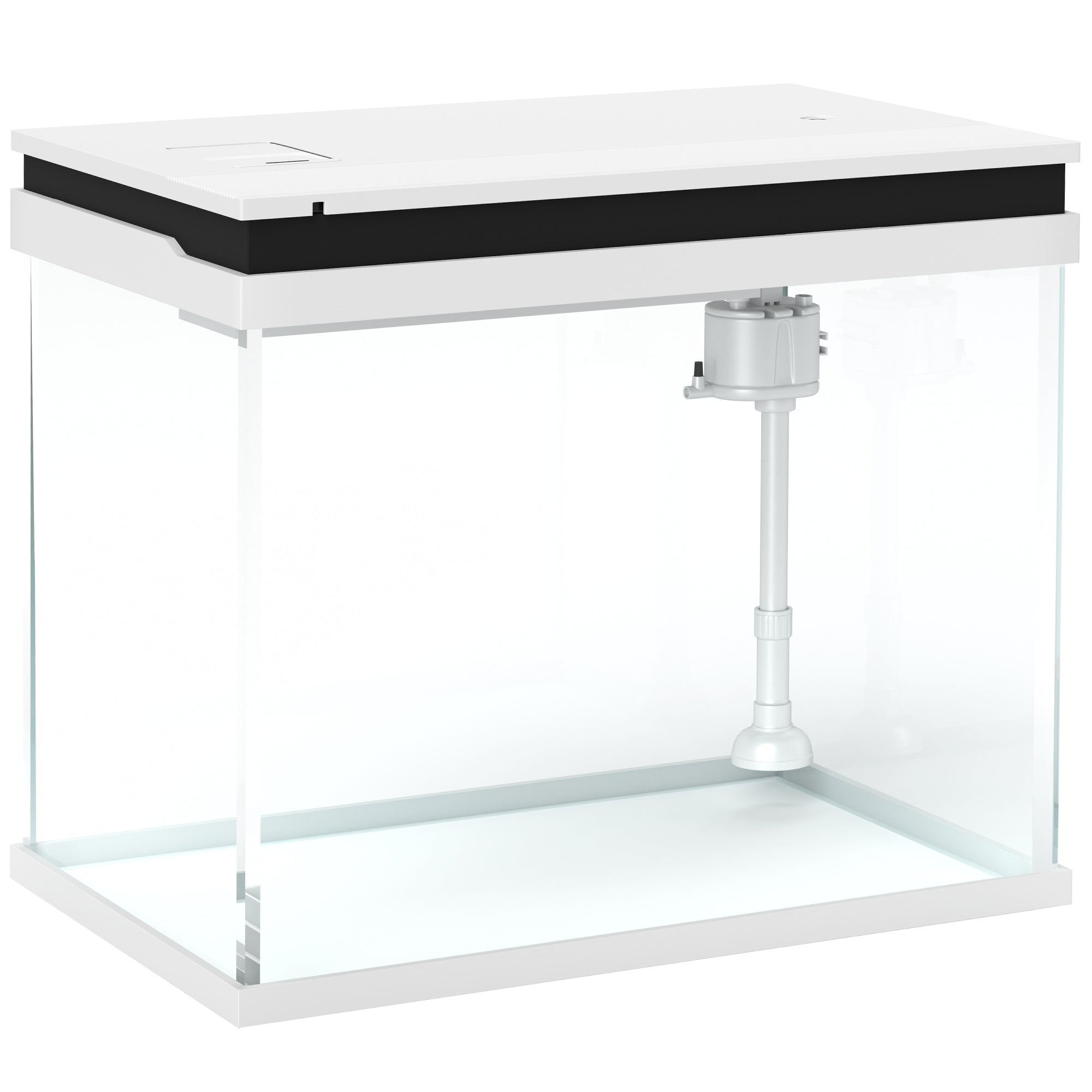 Aquarium, 41 Liter Glas mit Filtersystem, LED-Beleuchtung, Weiß