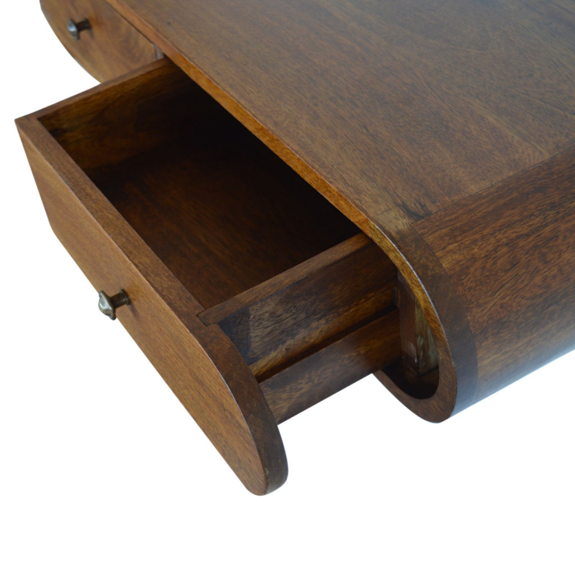 London Console, Floating with 2 Drawers, Solid Wood Dark Brown