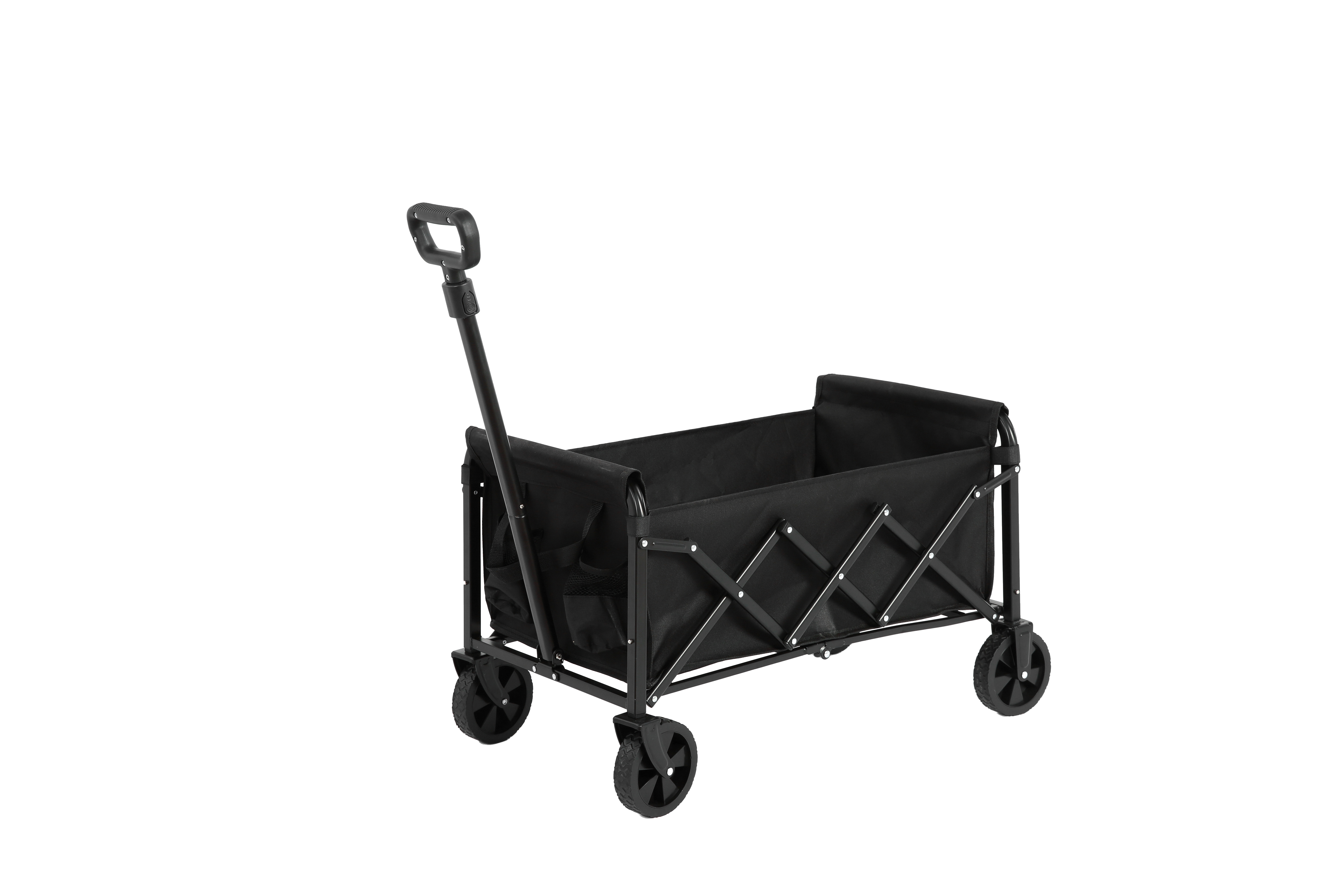 Lightweight Portable Folding Beach Wagon - Heavy Duty Utility Cart with Wheels, Large Capacity, Black