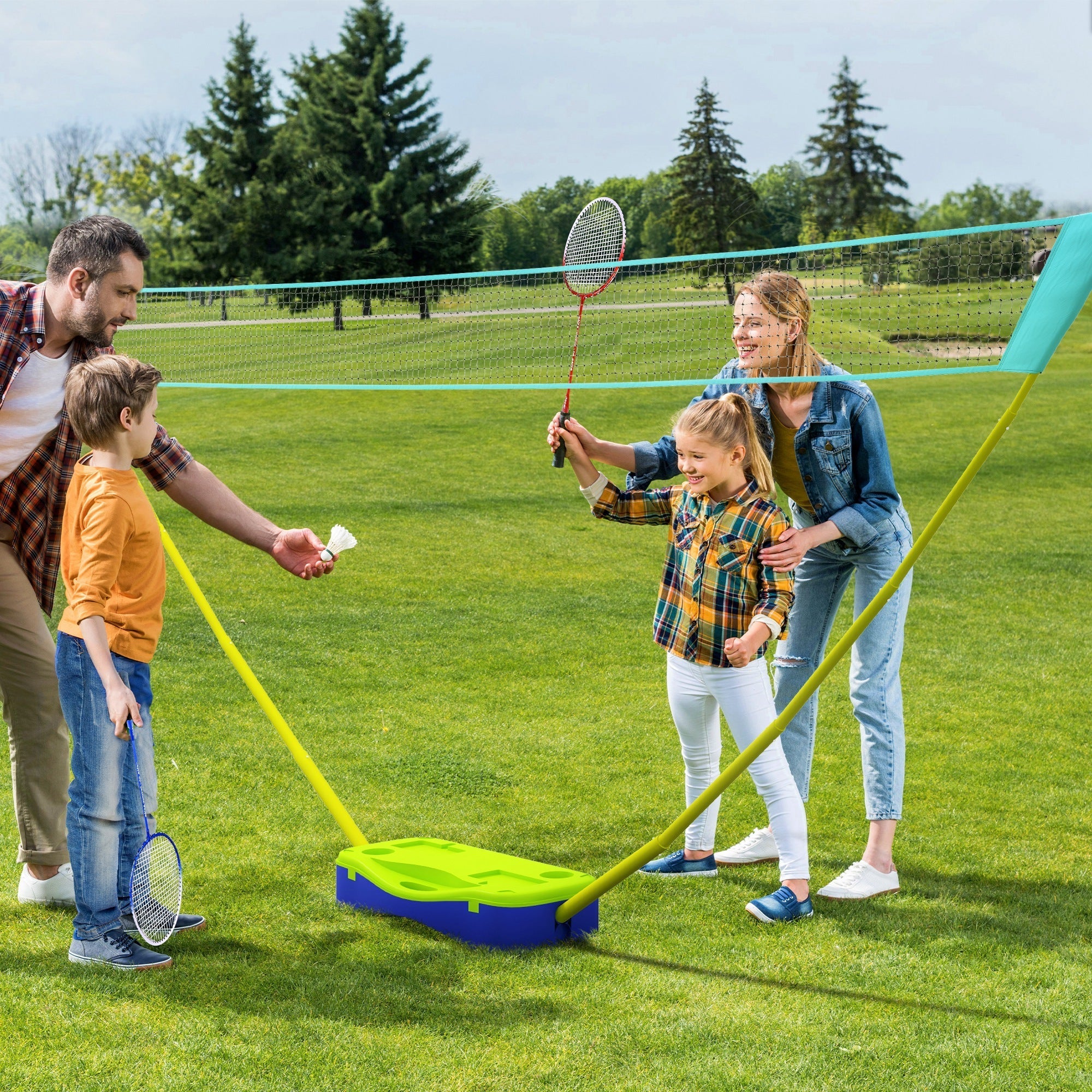 Badminton Set 2-in-1 Adjustable Net with Carrying Bag, Plastic
