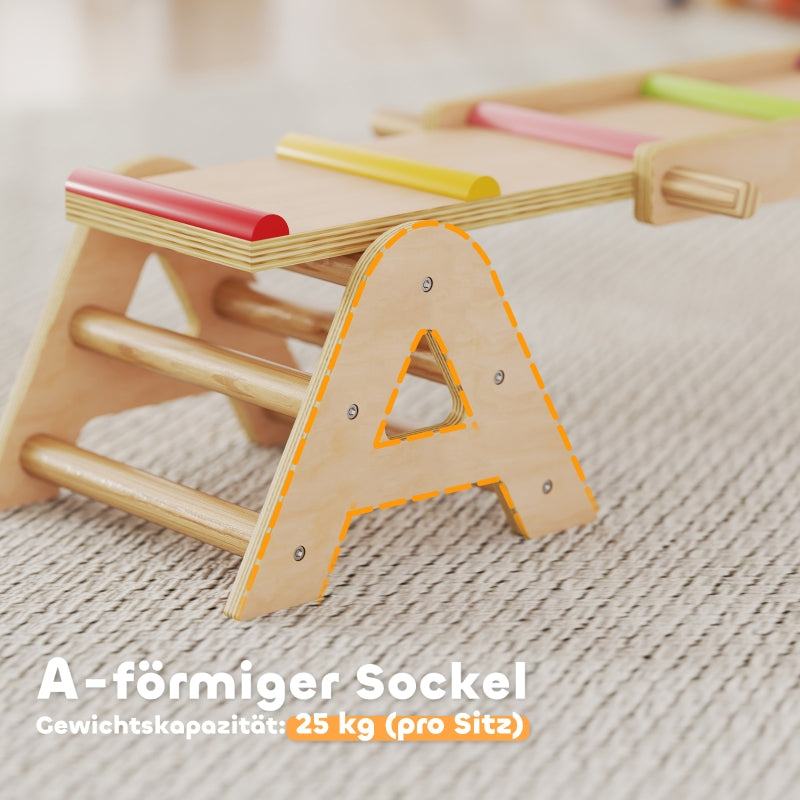 2-in-1 Balance Board Seesaw Rocker 133x38x24cm - Wooden