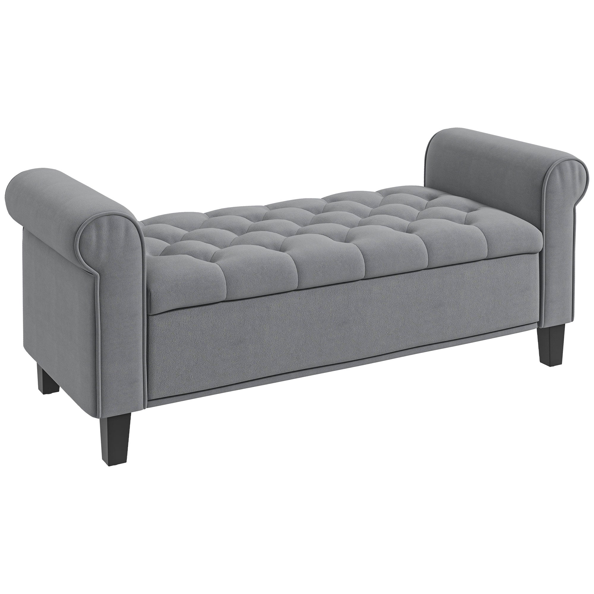 Upholstered Bench Storage Velvet Look Grey