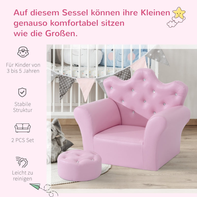 Play Sofa, Children's with Ottoman, Pink