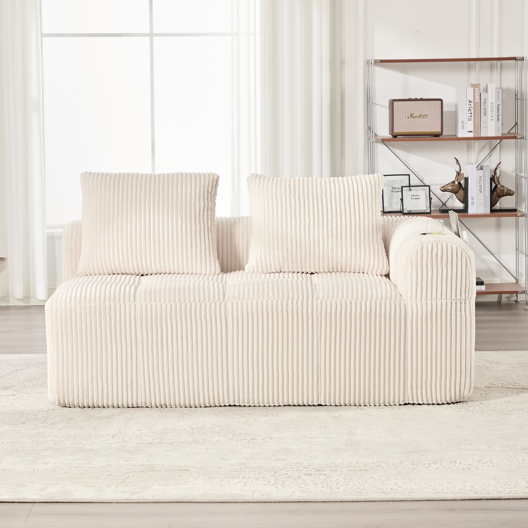Two-Seater Sofa Storage Pocket Drink Holder - Corduroy