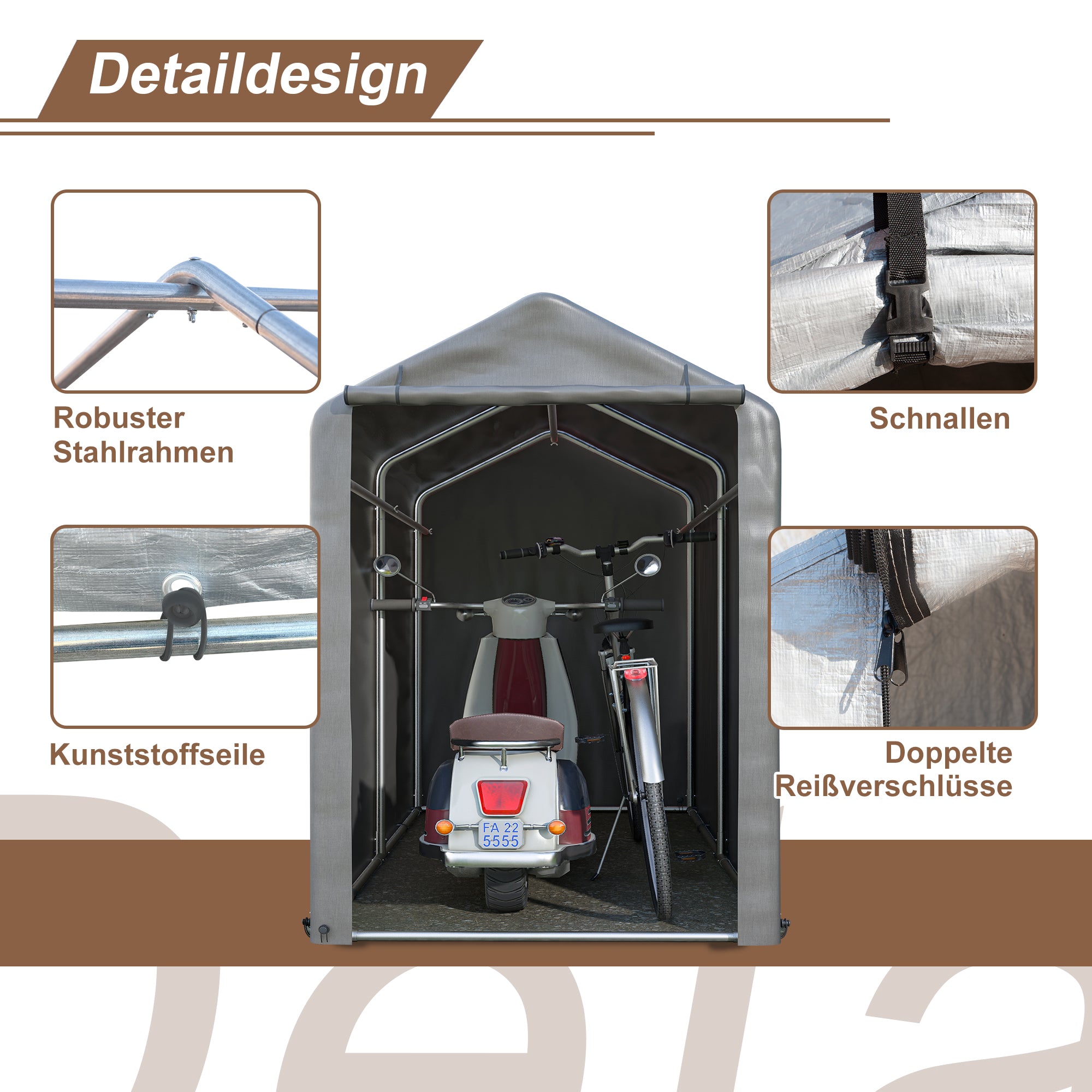 Bicycle Garage Tool Shed, 187x100x160 cm, Dark Gray