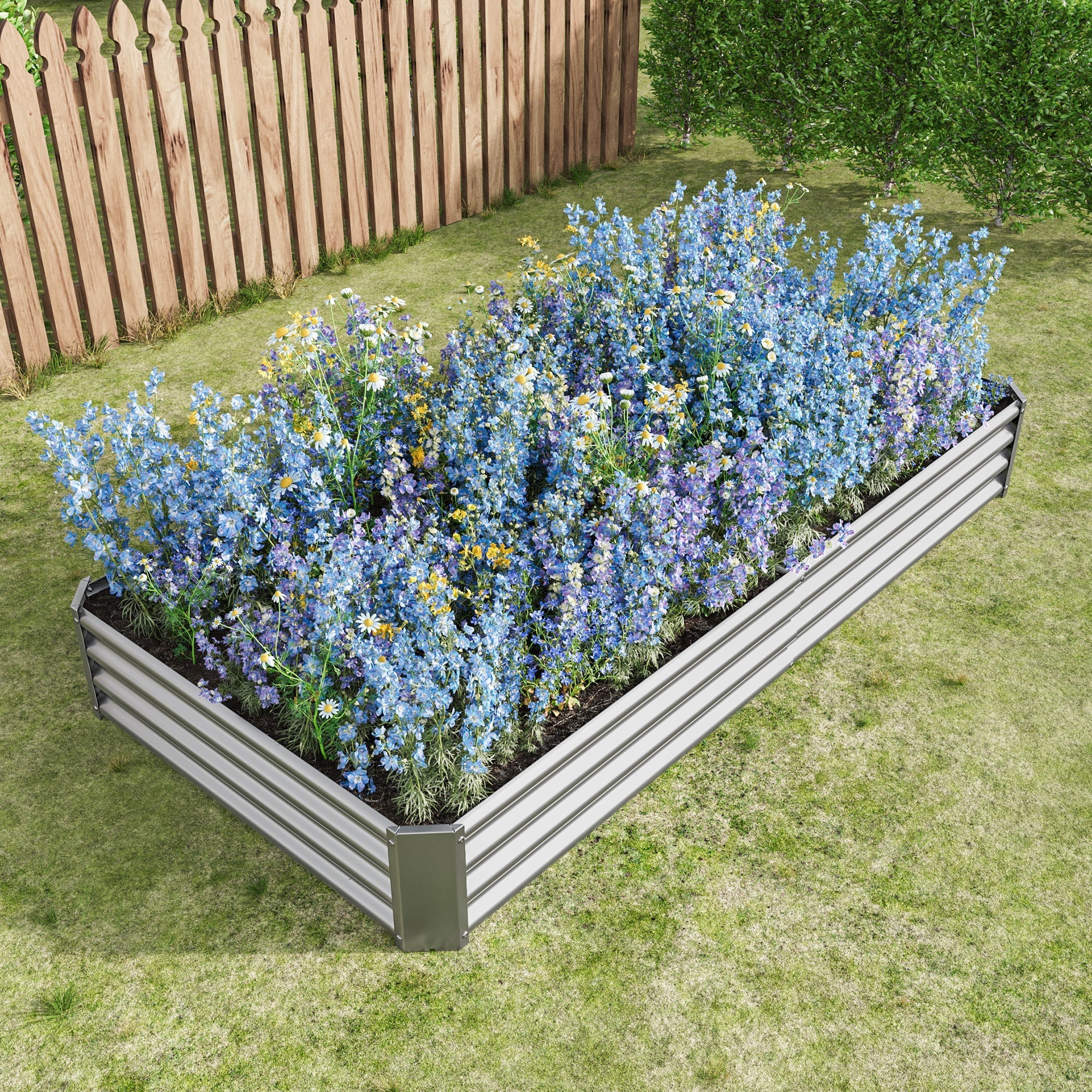 Raised Bed Metal Plant Bed, Robust Sheet Steel, Rust Protection, Stable Design, for Vegetables, Herbs & Flowers Anthracite