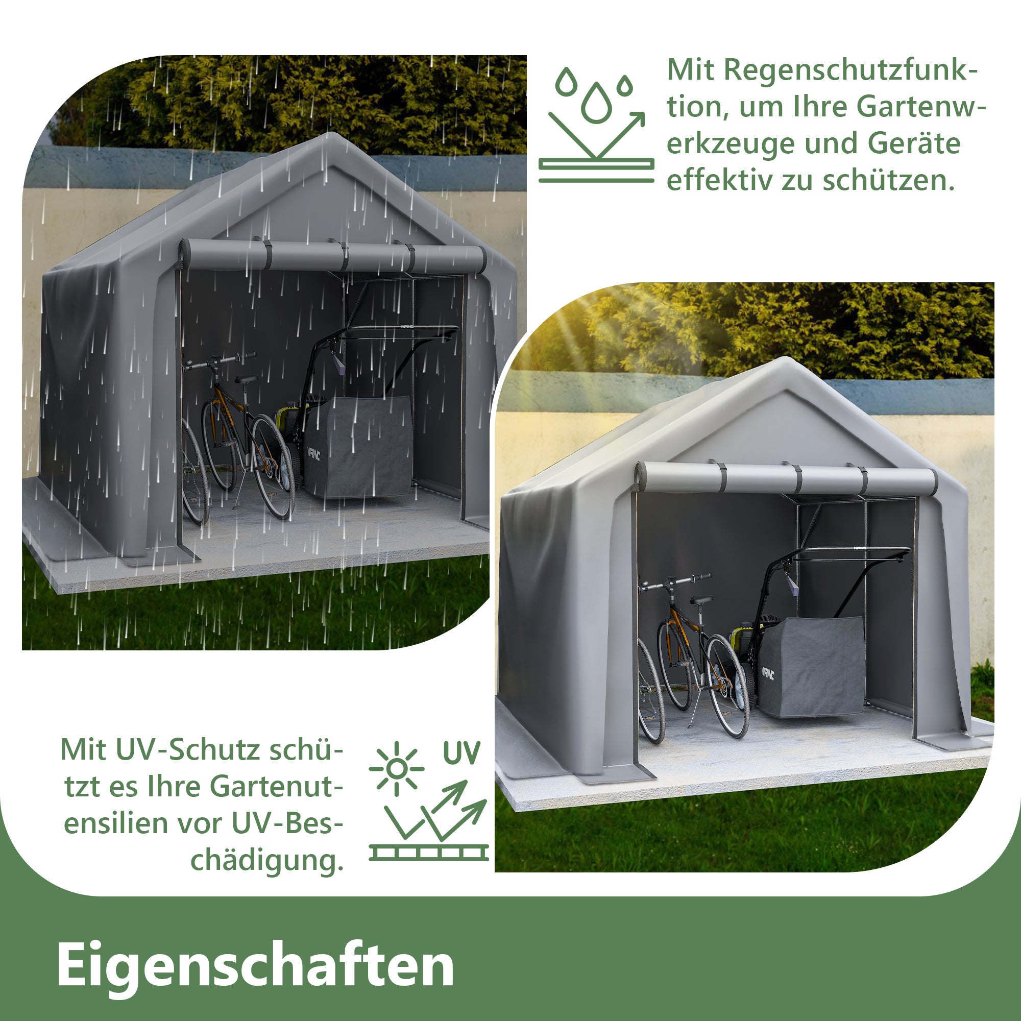 Garden Shed Storage Garage Bicycle Tool Tent 244x241x217cm Dark Grey