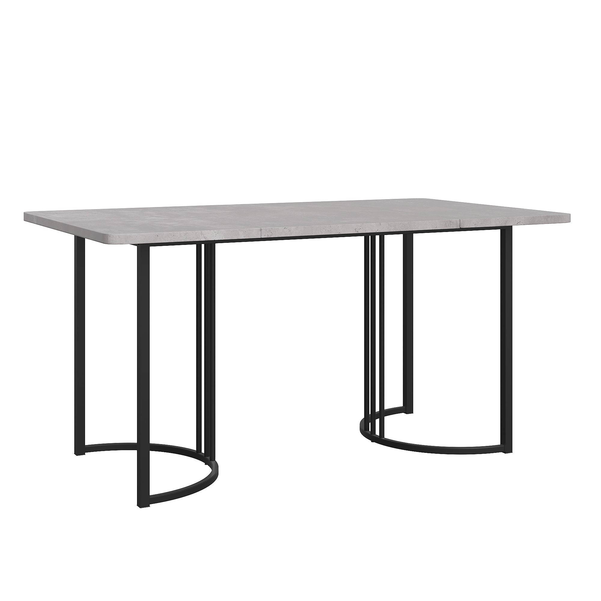 Dining Table 140x80cm Rectangular Kitchen Adjustable Legs Metal Frame Grey