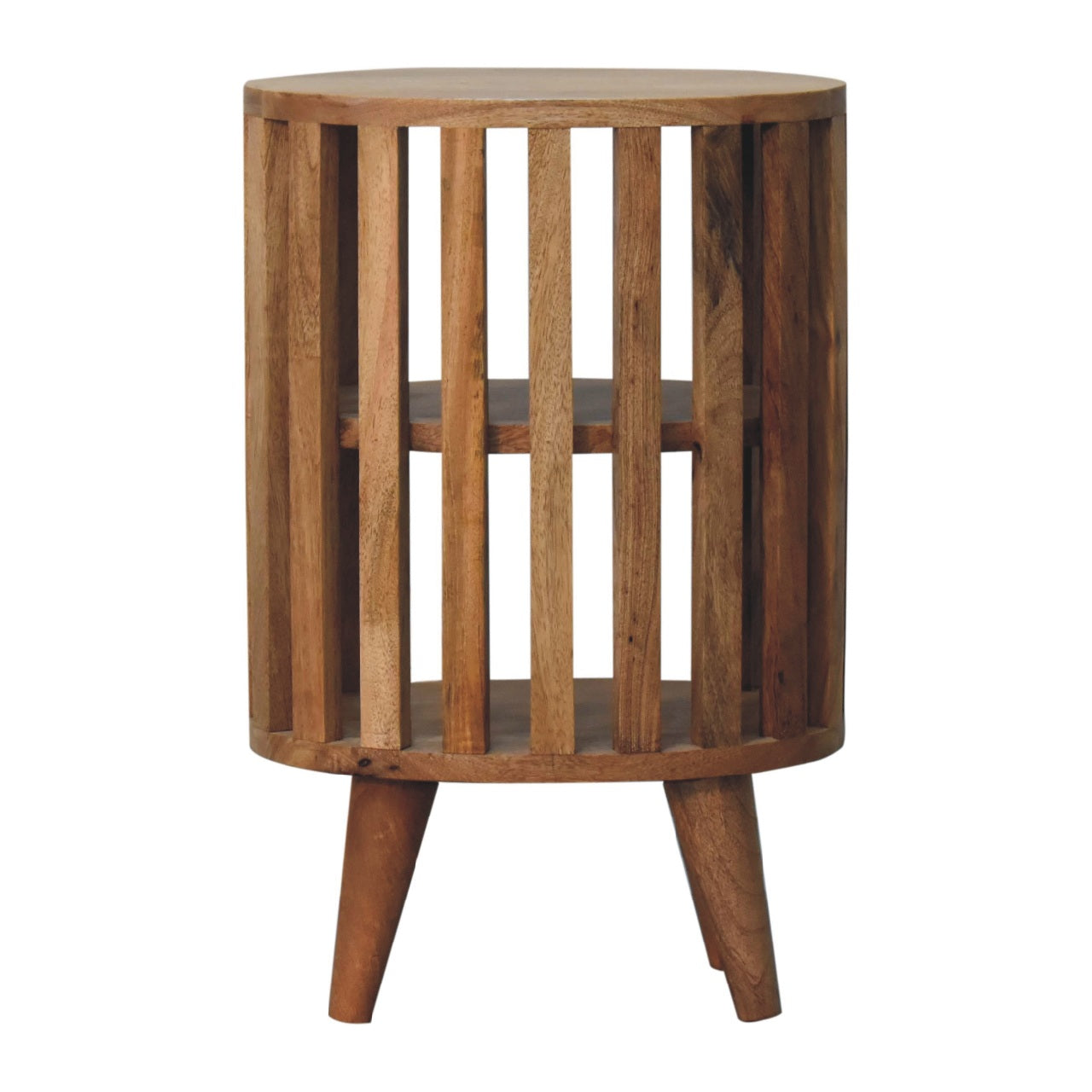 Solid Wood Ariella Double Shelf Nightstand, Brown
