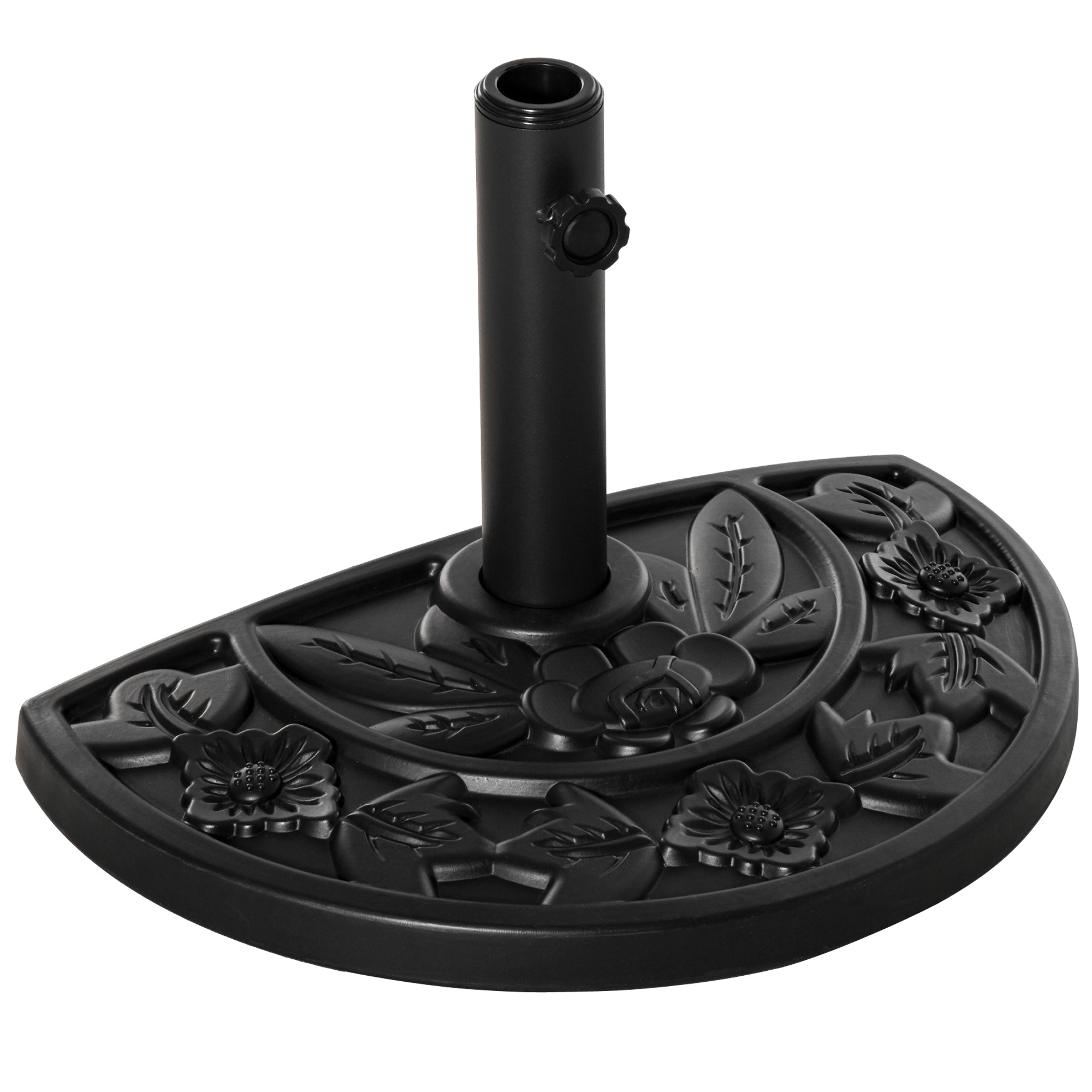 Parasol Base 9kg Floral Motif Semi-Circular HDPE Black