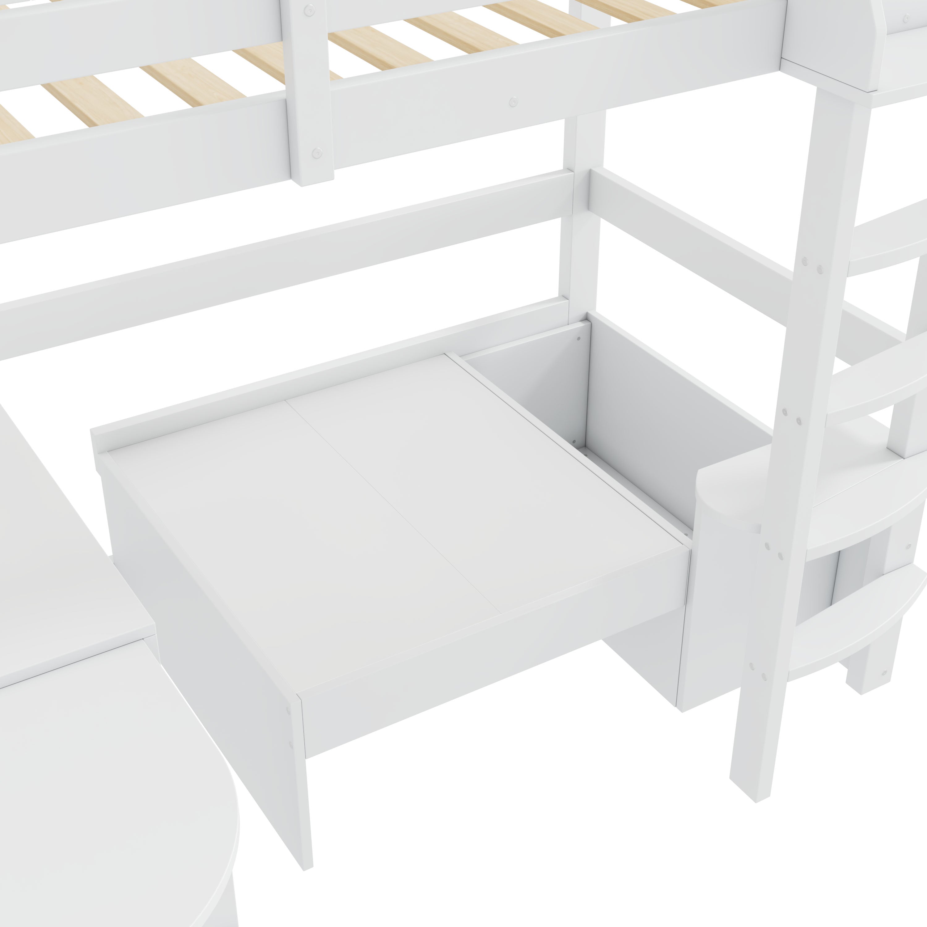 Double Bed 140x190cm Storage Drawers LED USB-C Charging, Wood White