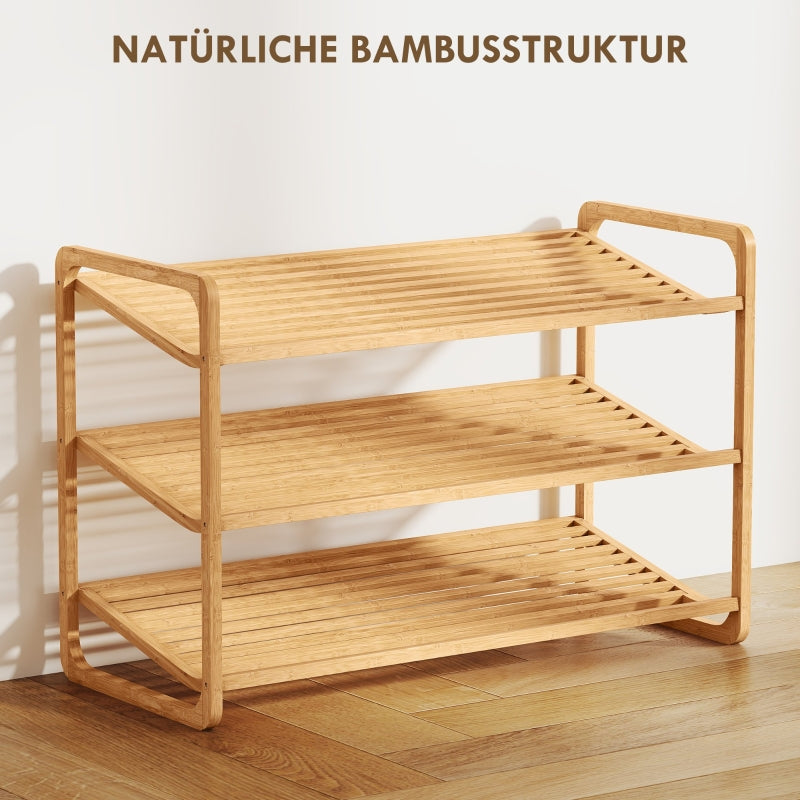 Bambusregal 3-stöckig 30 kg Tragkraft Holz