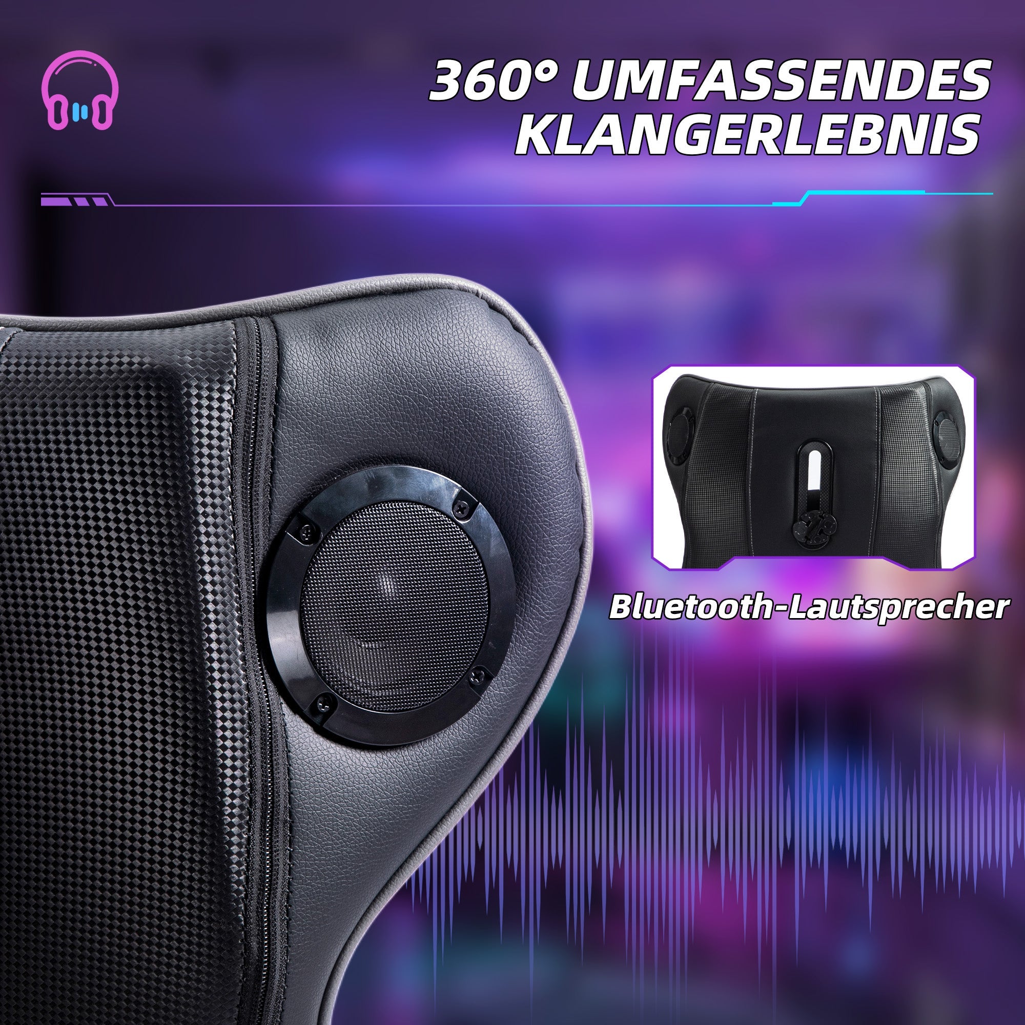 Gaming Chair, Ergonomic Rocking Swivel with Speakers, 120kg Capacity, Black/Grey