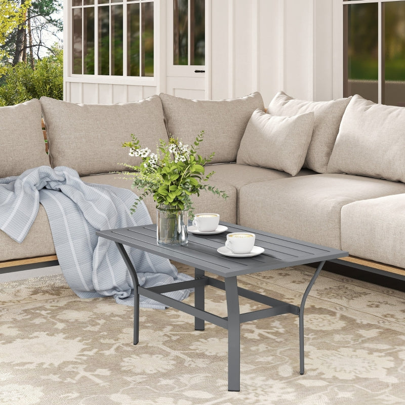 Beistelltisch, Lamellendesign Wetterfest Outdoor, Metall Dunkelgrau