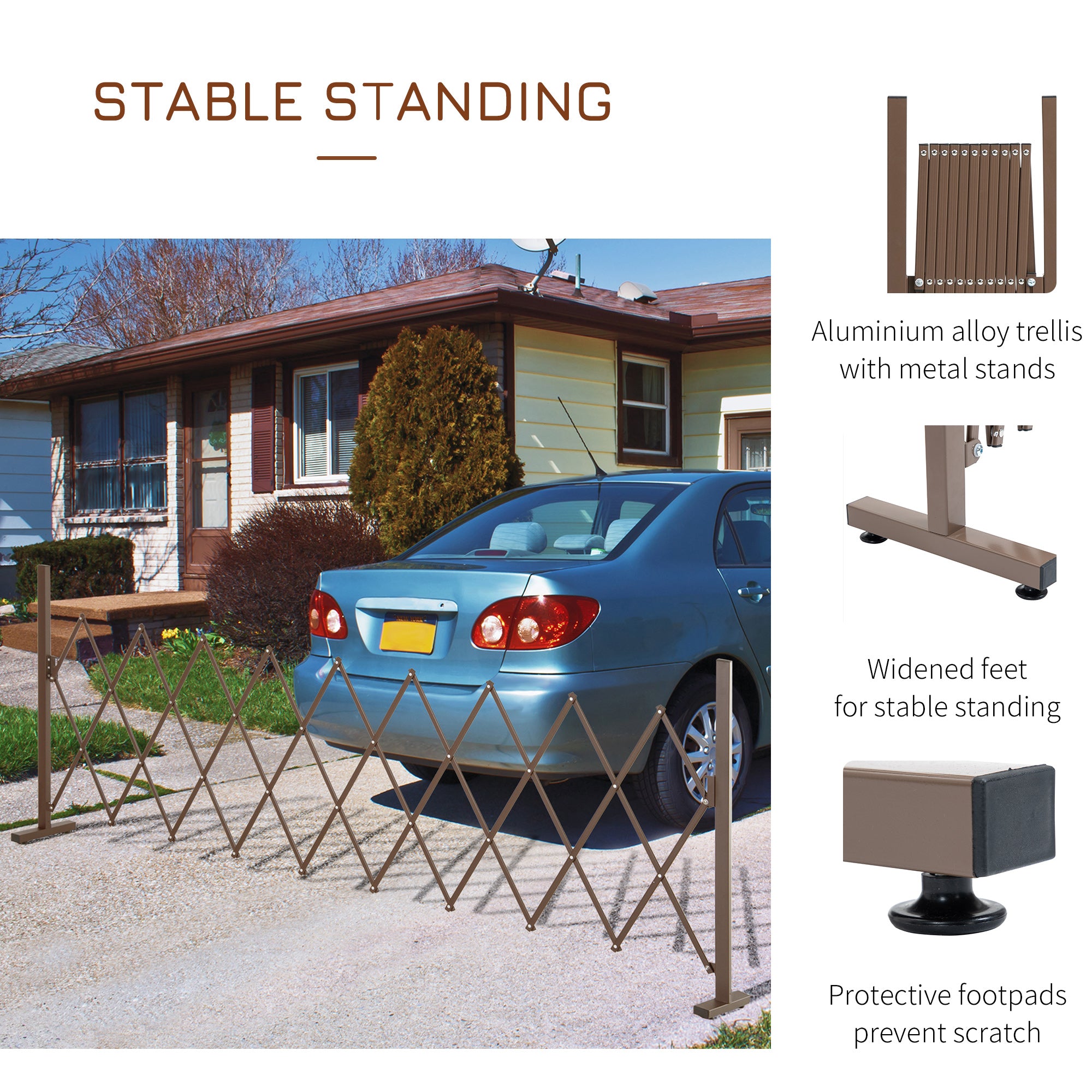 Expanding Trellis Fence Freestanding Movable Foldable Garden Screen Panel Aluminum Dark Brown