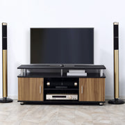 TV Cabinet Unit, Storage Shelf and Cupboards for 50'' TVs, Black and Walnut