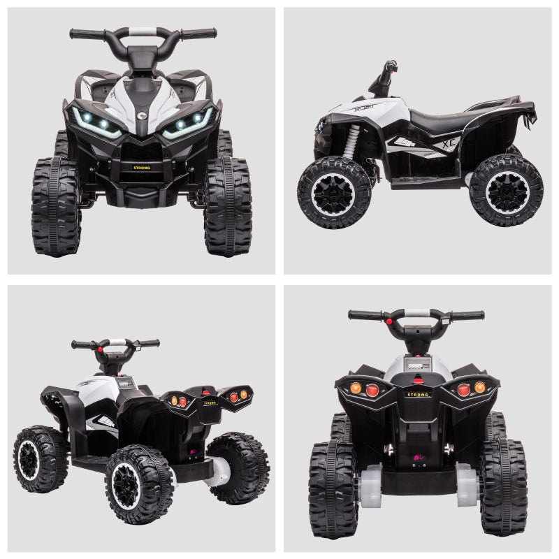 Four views of a toy ATV on a light gray background