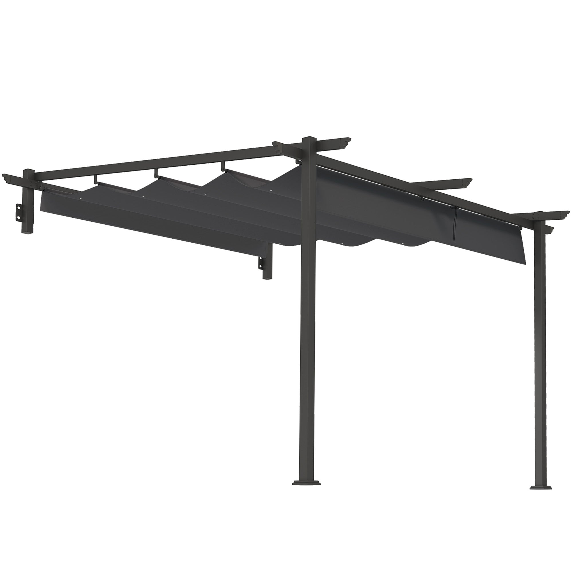 Patio Roof Pergola, Wall Mounted Adjustable 3x3m, Aluminum Dark Grey