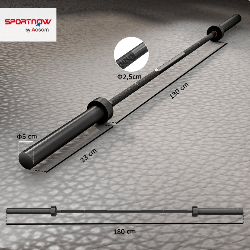 Barbell, 180 cm Olympic Bar with 200 kg Load Capacity, Black Steel