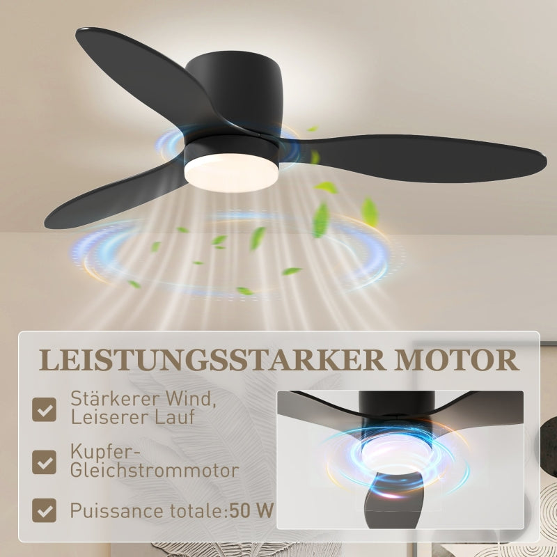Ceiling Fan, 115 cm LED, Remote Control, 3 Blades, Bedroom