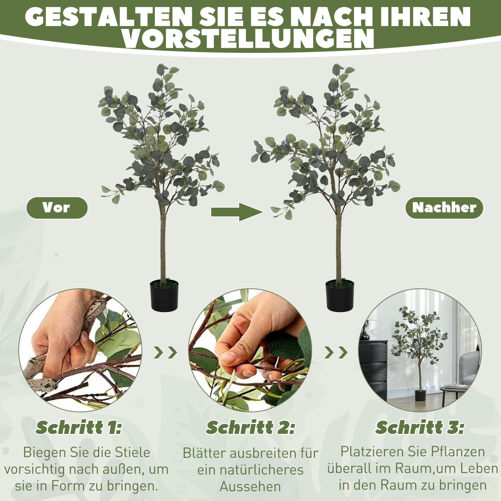 Artificial Eucalyptus Tree, Large 150 cm, Cement