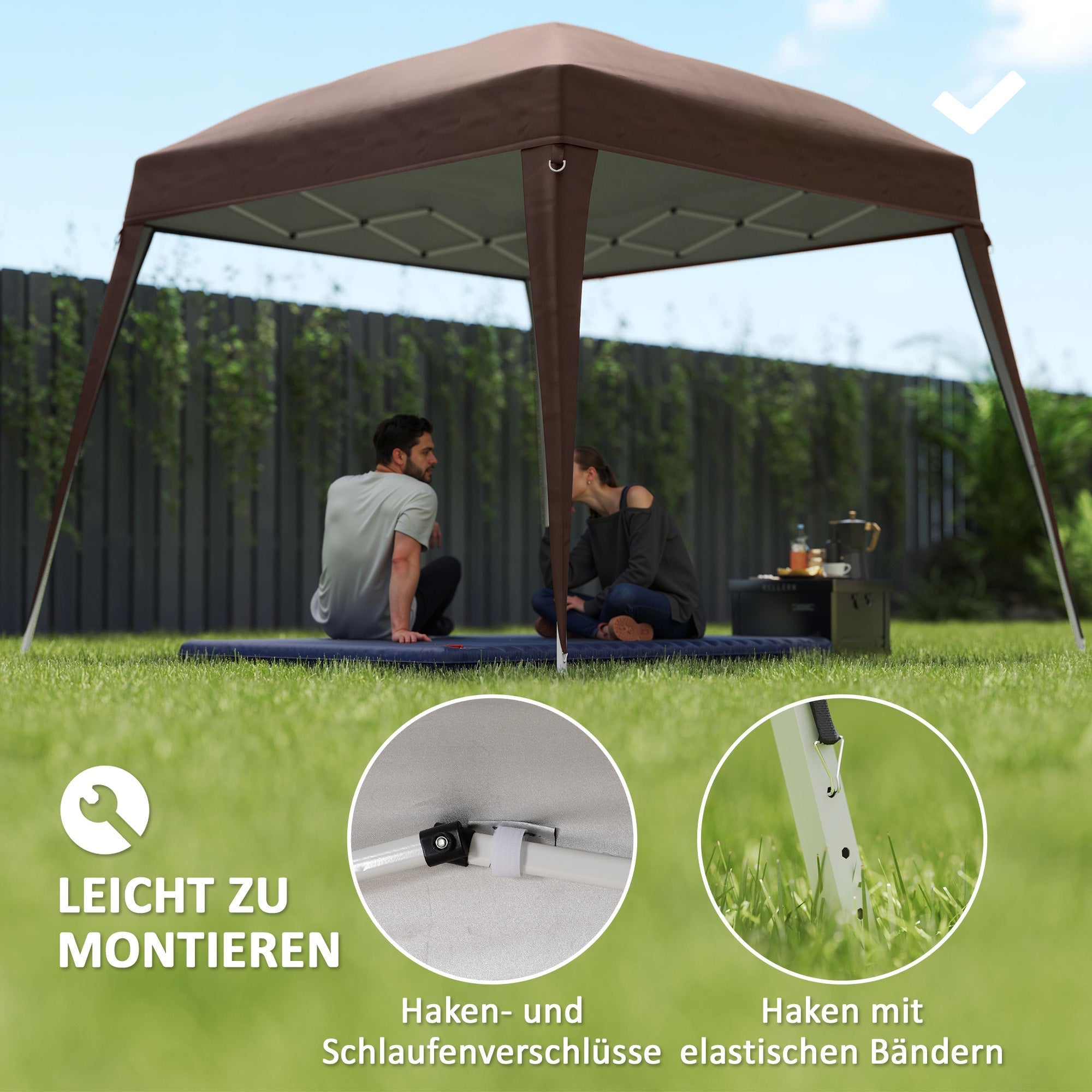 Pavillon-Ersatzdach 3x3m, wasserabweisend, stabil, Kaffee
