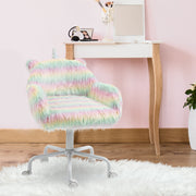 Unicorn Office Chair, Height Adjustable Fluffy Desk Chair, Multicolor Polyester