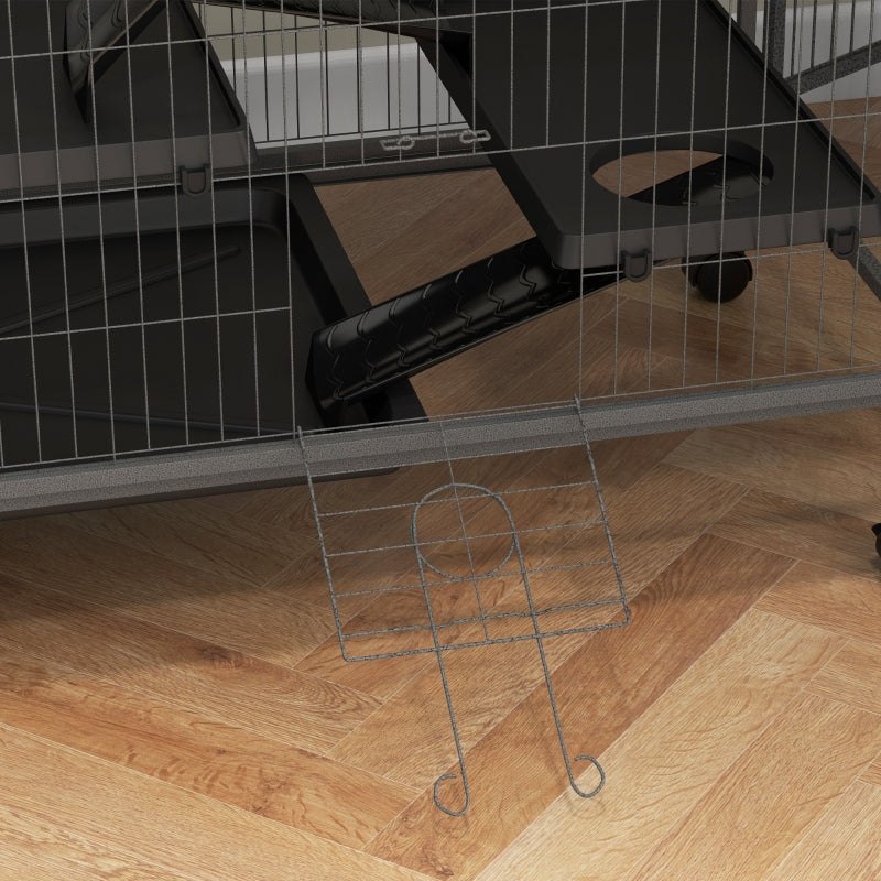 Small Animal Cage, Wheels Hammock Removable Tray, Grey