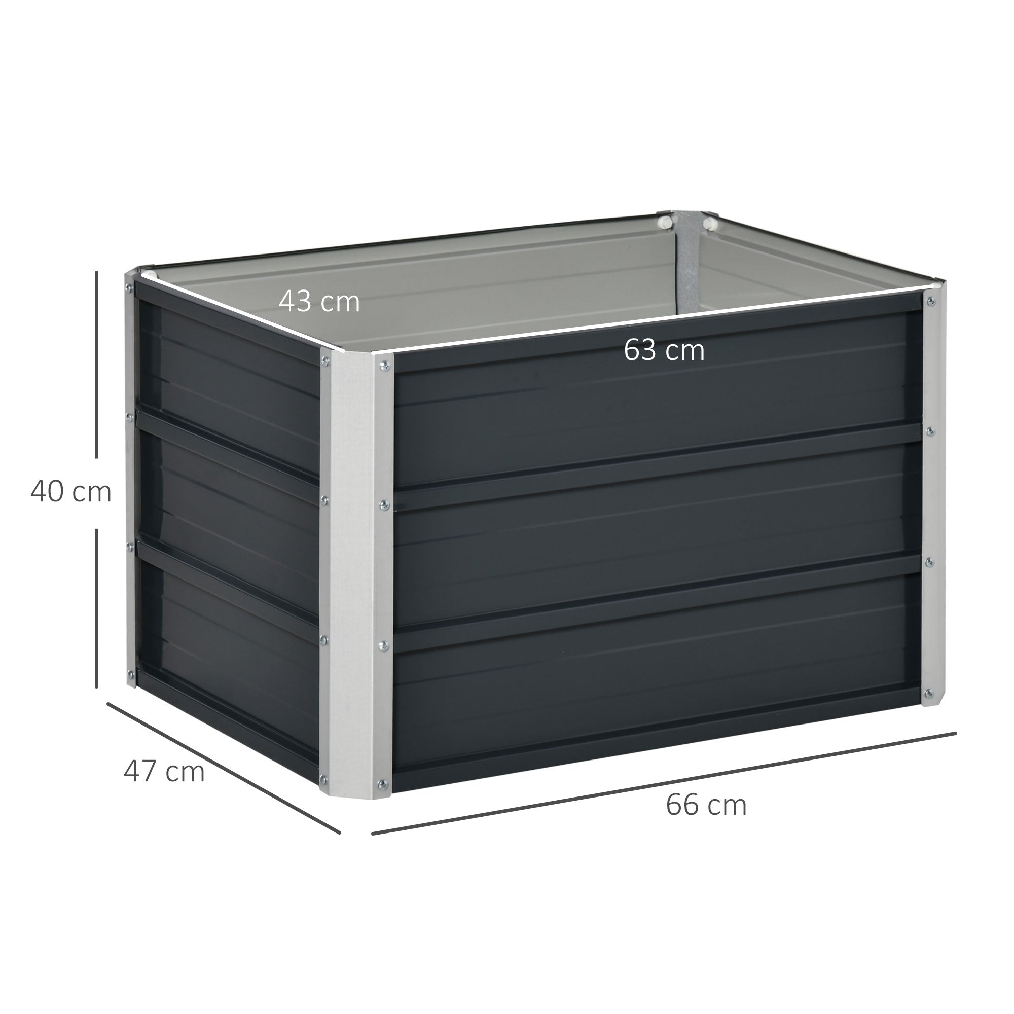 Raised Garden Bed Planter Box 66x47x40cm Robust Steel Dark Grey